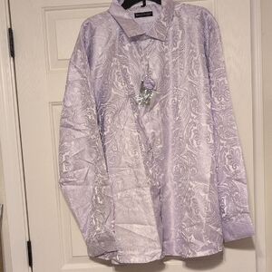 Barry Wang Lavender Paisley Long-Sleeve Dress Shirt